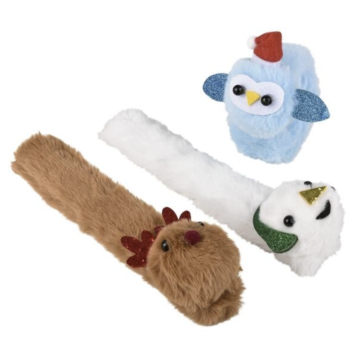 Buy 8" CHRISTMAS plush SLAP BRACELETS in Bulk