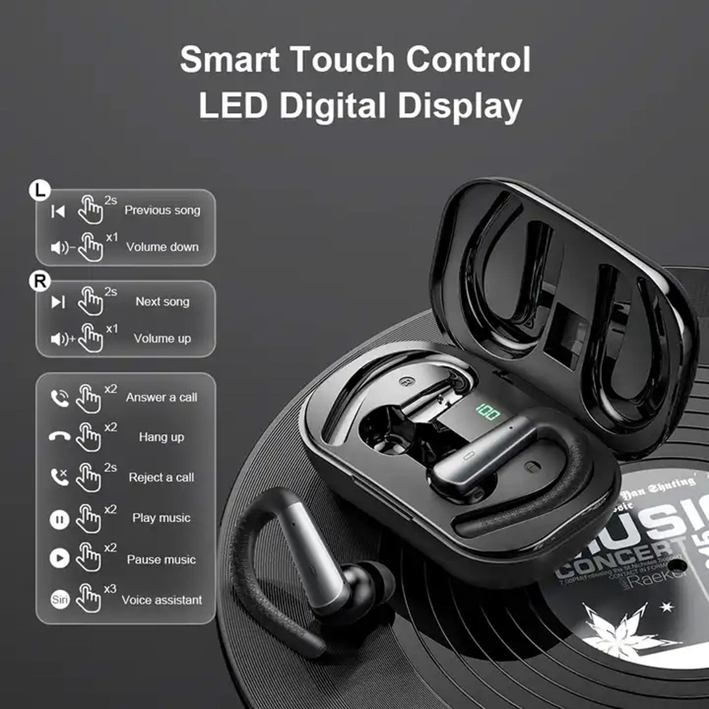 Wireless Earbuds Bluetooth Headset With LED Display