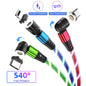 3 in 1 LED Magnetic Charging Cable Compatible for Micro USB/i-Products/Type C Smartphone