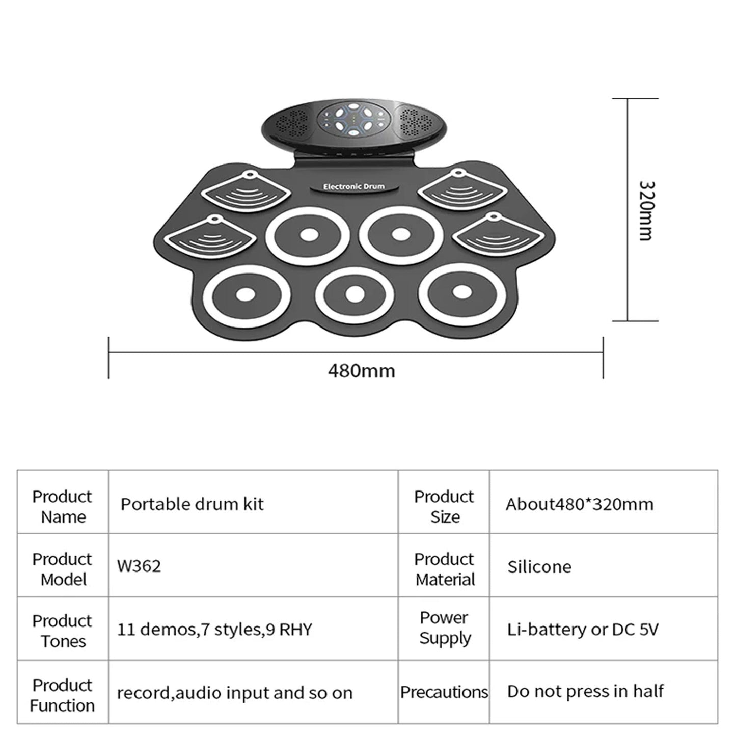 USB Electronic Drum Roll-Up Drum Audio Input Equipment